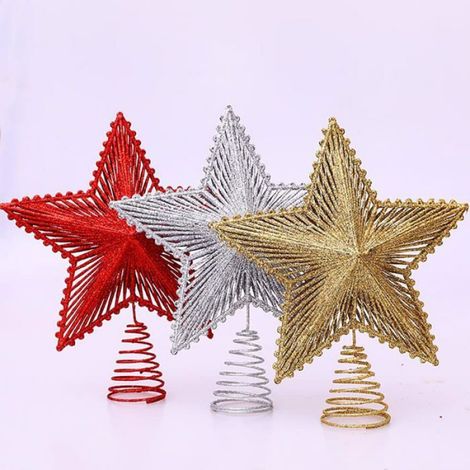Étoile de Noël décorative 20 cm en or brillant pour arbre de Noël (1/4)