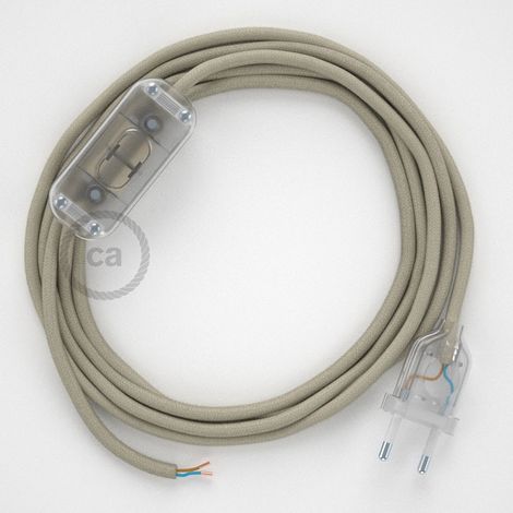 Creative-Cables Câblage pour lampe avec câble textile – (Câble 2x0,75 mm² taupe RC43, fiche EU et interrupteur transparents, 1,80 m) – Conforme aux standards de sécurité – Pratique et esthétique (1/5)