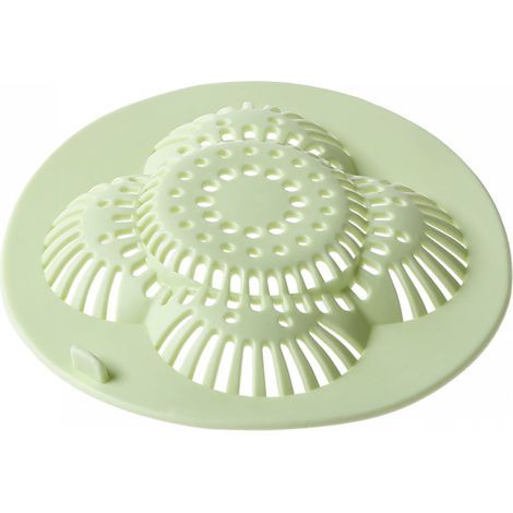 (Green) 1pc Plastic Sink Strainer Bathtub or Sink Drain Cover Hollow Flower Pattern Hair Catcher for Kitchen or Bathroom (1/5)