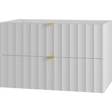 Meuble de salle de bain sous vasque suspendu ARCOS blanc 80 cm façades rainurées