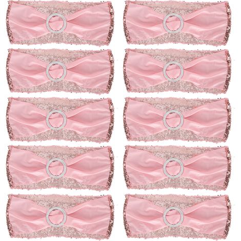 10Pcs Chair Belt Elastic Seat Decorative Strap with Adjustable Circle for Party ActivitiesRose Gold (1/5)