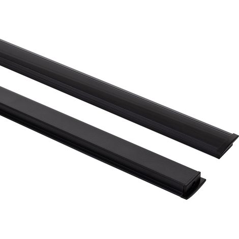 Perfil Aluminio Empotrable para Tiras LED hasta 12 mm con Tapa Continua Negro 2 m Negro traslúcido (1/5)
