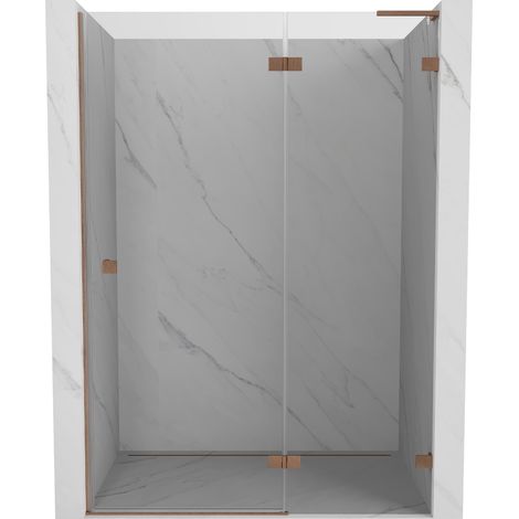 Mexen Lunar L porte de douche pivotante droite 140 cm, transparent, cuivre brossé - 834L-140-000-65-00-P (1/5)