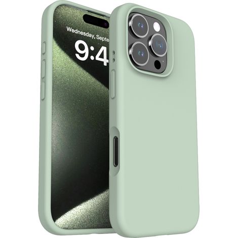 (Vert cuivre, iPhone 16 Pro) Coque de téléphone unie et résistante aux chutes, compatible avec iPhone, en silicone liquide