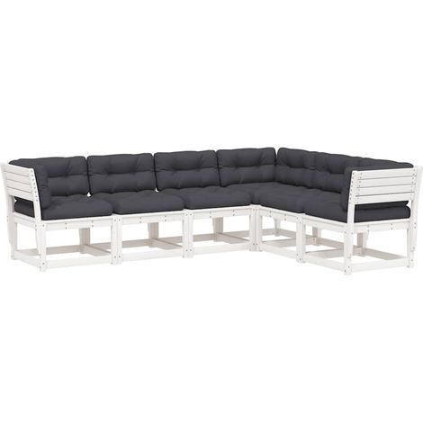 Maison Exclusive - Set Divani Giardino 6pz con Cuscini Bianco Legno Massello Pino