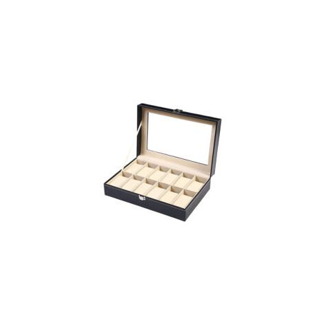 Boîte à montres à 12 compartiments en similicuir, étui de rangement élégant pour collection de montres (1/5)
