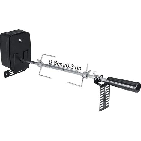 Kit de asador giratorio, motor eléctrico, horquillas ajustables, color plata. (1/2)