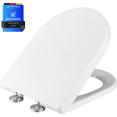 Abattant WC D Forme, Lunette WC Frein de Chute, Blanc (1/5)