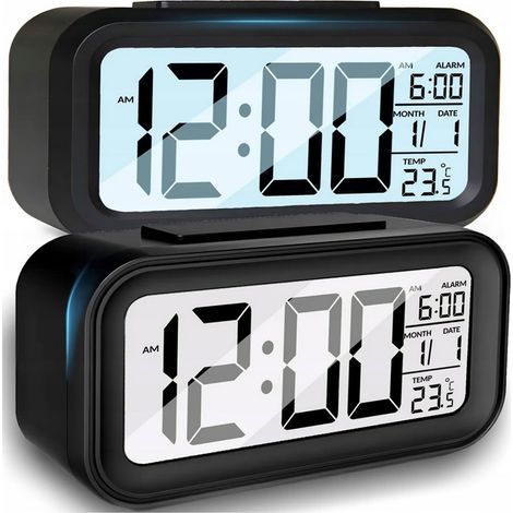 Orologio elettronico, sveglia a LED, termometro digitale, data, sveglia retroilluminata