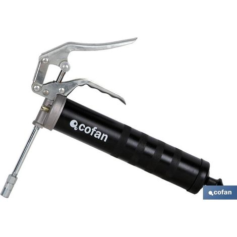 COFAN bomba engrase vertical profesional 400 gms , Carga a granel, por aspiración y con cartucho. Sistema antideslizante, con purgador. Pared aluminio reforzado 1,2 mm. Adecuada pa