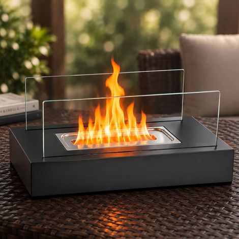 GBLY  chimenea de bioetanol rectangular interior‑exterior dotada de dos deflectores de vidrio de borosilicato (1/5)