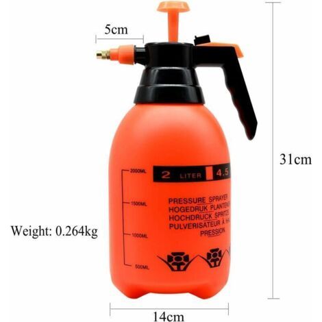 Pulvérisateur haute pression 2L avec buse en laiton réglable, atomiseur à pompe de haute qualité (2L) adapté aux plantes de la maison et du jardin