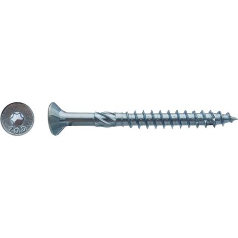 100 Vis pour Construction Bois Tête Fraisante Torx T30 6 x 120 mm - Zingué blanc - D-Work