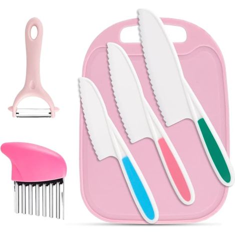 Ensemble de 6 jouets de cuisine pour enfants, couteaux de cuisine pour enfants, couteaux de sécurité pour couper les fruits, les légumes et les gâteaux. (1/5)
