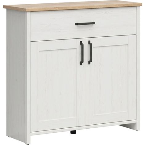 Bufé 2 puertas y 1 cajón Aksel Blanco y Madera (1/5)