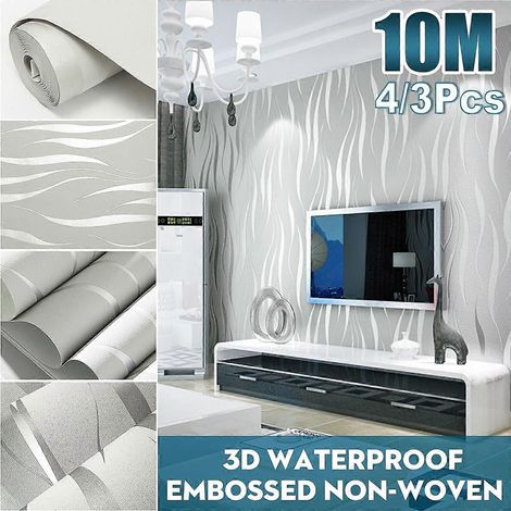 Rouleau de papier peint 3D en relief de 53 cm, effet pailleté, décoration murale pour salon et chambre à coucher, autocollants muraux imperméables à faire soi-même (sans colle) (1/2)
