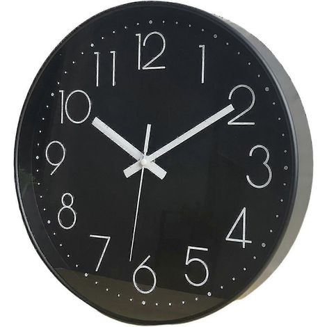 Horloge murale ronde de 25 cm (10 pouces) à quartz silencieux avec chiffres 3D (1/3)