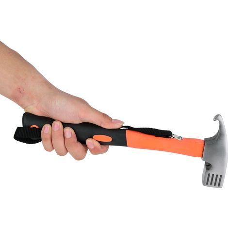 Outdoor-Campinghammer mit hochfestem Kopf und Gummigriff mit Lanya (Orange)