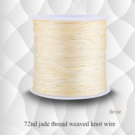 Corde macramé nœud chinois 100 m x 0,8 mm, fil nylon queue de rat beige pour bracelets Shamballa et bijoux (1/5)