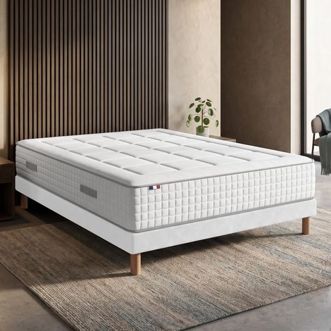 Ensemble matelas ressorts PALACIO sommier déco blanc 140x200 (1/5)