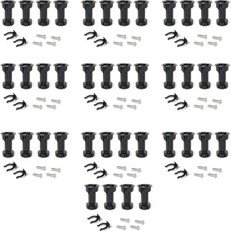 Lot de 10 Pieds réglables,Plastique noir,Réglage 98-115mm,Pieds meuble,Cuisine salle de bain (1/5)
