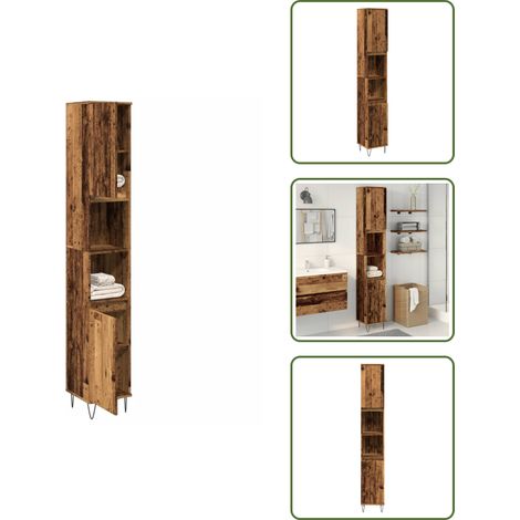 Armadietto in legno multistrato - vidaXL Armadietto Bagno Legno Antico 30x30x190 cm in Legno Multistrato - Armadietto antico