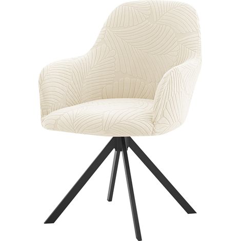 Lot de 2 housses de fauteuil extensibles en velours stretch universel avec accoudoirs Blanc Cassé (1/5)
