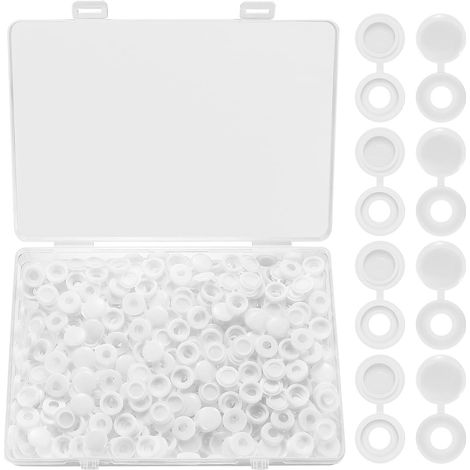 250 Pcs Cache Vis à Charnière en Plastique, Capuchon de Vis Blanc, Cache vis à Charnière en Plastique pour Vis, Capuchons de Couvercle à Bouton Pressi (1/5)