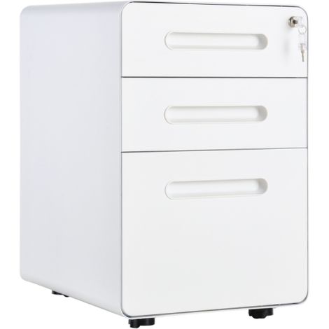 3-Drawer Lockable File Cabinet for A4,Letter,Legal Documents-Vertical Office Storage,Anti-Tilt,Ready to Use,White Finish