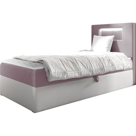 Lit boxspring Lucus V, Soft 017 + Fresh 9, Continental, Unique, 100x200, Tissu, Faux cuir, Disponible, 102x212x104cm, LED: Disponible (1/5)