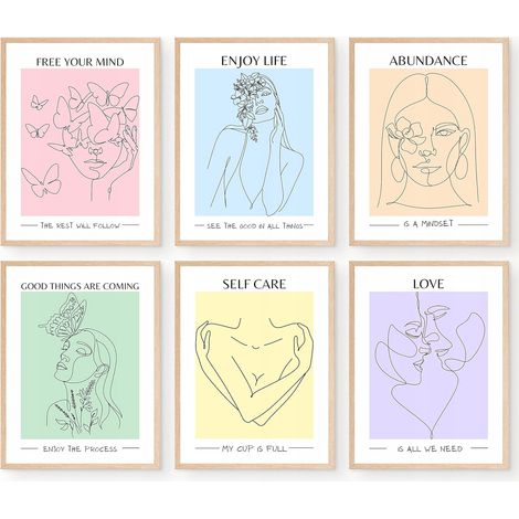 PASTELL-POSTER 6ER-SET, Druck auf Leinwand, 20 x 25 cm, Jugend (1/5)
