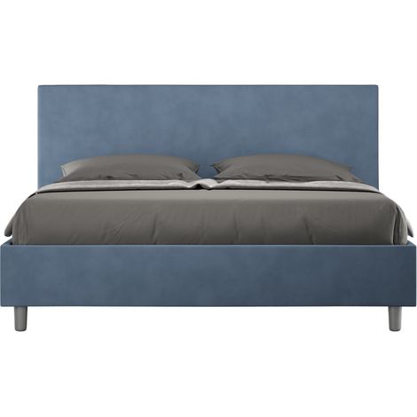 Letto contenitore da 160x200 in microfibra blu Adele (1/5)
