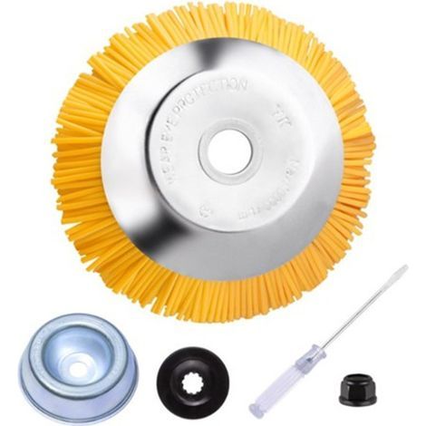 Brosse anti-mauvaises herbes en nylon - Brosse ronde universelle pour débroussailleuse - Outils de jardin durables - 200 mm x 25,4 mm (1/5)
