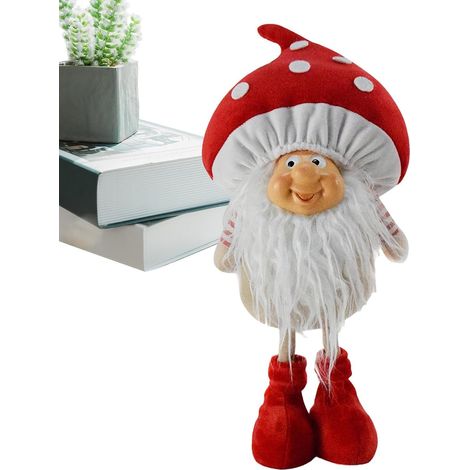 Décorations de Gnomes de Noël, Ornements de Figurines de Noël, de GNOME en résine à Jambe Longue, décorations de GNOME festives, décoration de GNOME de Champignon à Jambe Longue Figurine de (1/5)
