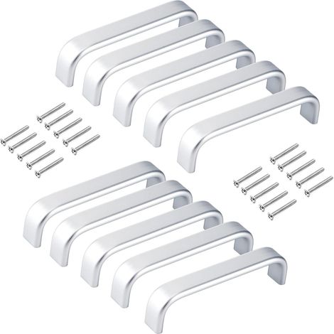 YMYNY Bogengriff, Möbelgriff, Schrankgriff aus Aluminium, 96 mm Achsabstand, für Küchenschrank, Schublade, Schrank, Kleiderschrank, Türgriff, 10 Stück, Mattsilber
