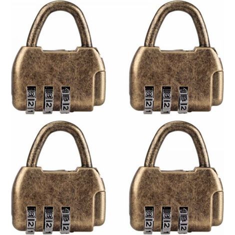 BUNTHAUS Paquet de 4 mini cadenas à combinaison vintage pour agendas, bagages, cadenas à combinaison vintage