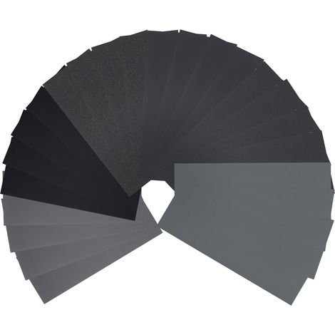 Lot de 60 papiers abrasifs secs et humides, grain 80 à 3000, papier abrasif fin pour meubles en bois, voiture, pierre, peinture, métal (22,9 x 9,1 cm) (1/5)