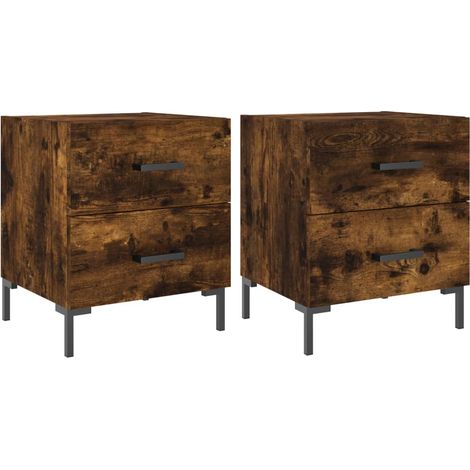 Maison Exclusive - Mesita noche 2 uds madera ingeniería roble ahu