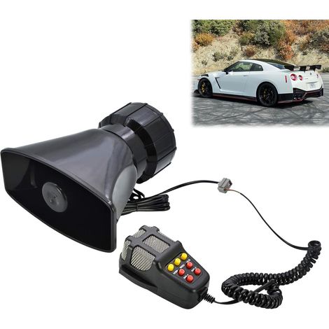 Sirène De Voiture Haut-Parleur,Klaxon Sirène Avertisseurs,Klaxon de Véhicule Circulation Moto,7 Tons Sirène de Police Alarme Voiture,Sirène de Police Amplificateur Alarme Voiture avec Micro (1/5)