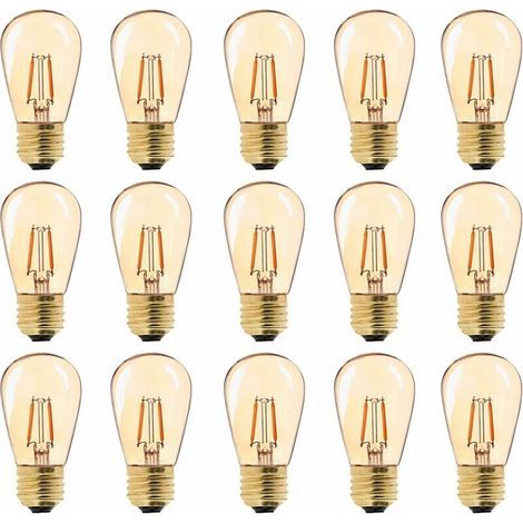 LED E27 Vintage Ampoule, ST45 Faciles à 1W=10W Ampoules à Incandescence, Super Blanc Chaud 2200 K E27 Medium Base Ampoule Lampe de Chevet, Doré en Verre, Non Dimable, Lot de 15 [Classe énergétique G] (1/5)