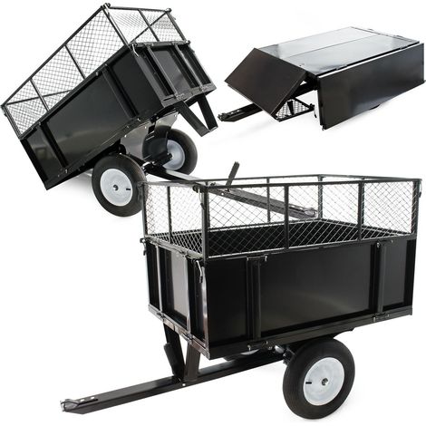 Remorque basculante pour auto portée et quads 114 x76 x 30cm avec grille 300 kg max