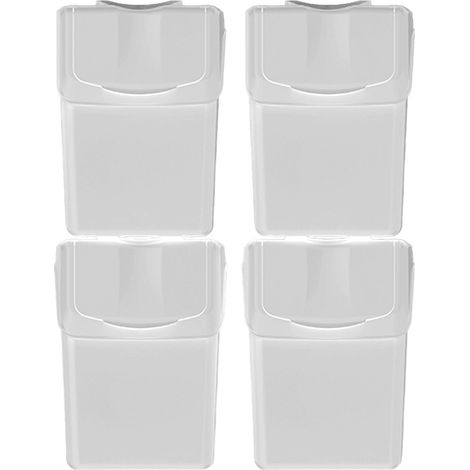 Set de 4 cubos de basura KEDEN SORTIBOX para reciclado, blanco, 80L