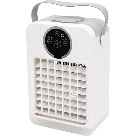 4-in-1-Tischklimaanlage mit Ventilator und 700-ml-Wassertank, 3 Geschwindigkeitsstufen, 7 Lichtfarben, inklusive Fernbedienung – ideal für Zuhause, Büro, Auto oder Camping (1/5)