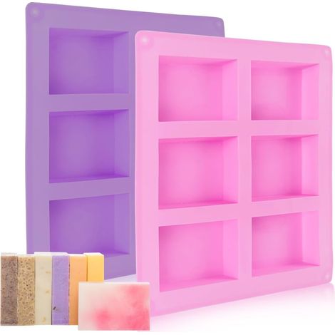 2 Pièces Moule Savon, 6 Cavités, Silicone Antiadhésif, Flexible, Pour DIY, Cuisine Et Résine