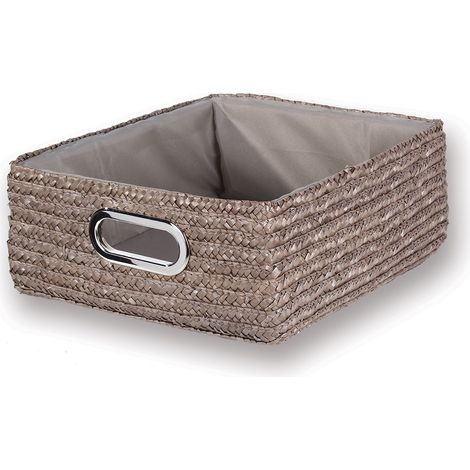 Cassetto in paglia intrecciata color talpa - 33x28x13cm