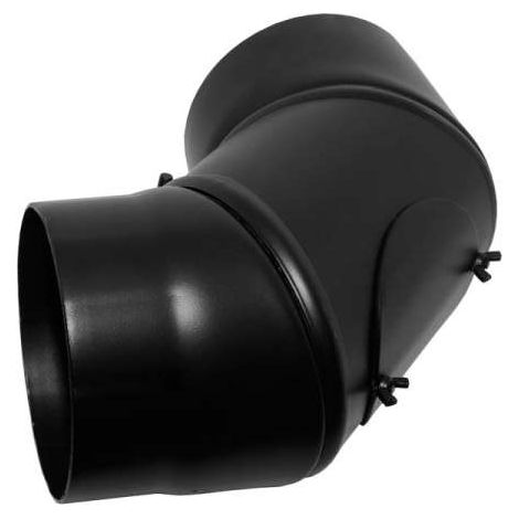 Rauchrohr Bogen schwarz, 90 Grad Abgasrohr Ofenrohr DN 130, mit Tür, drehbar