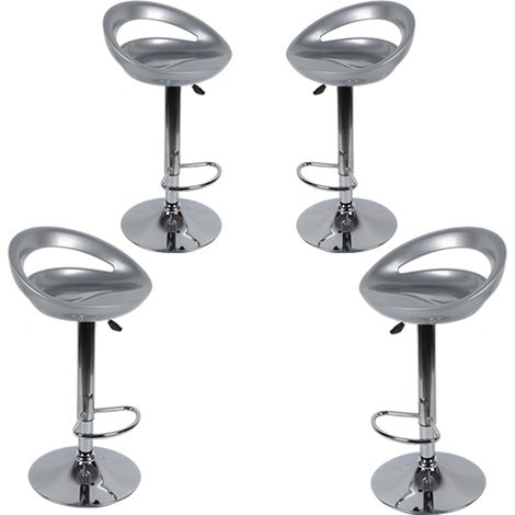 Aqrau GRIS GRIS  TABOURET DE BAR, LOT DE 4 Tabouret de bar,Reglable ABS Plastique