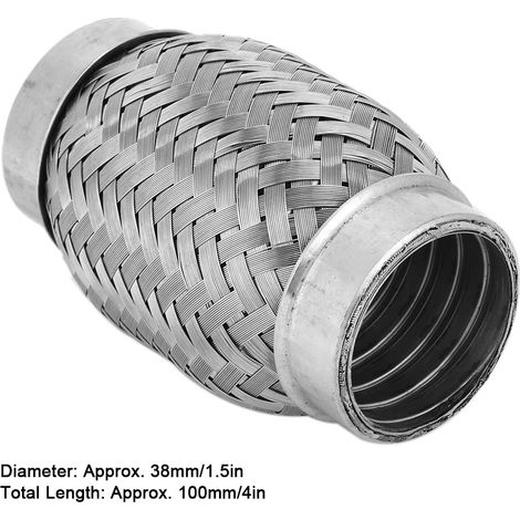 Tuyau d'échappement flexible en acier inoxydable 1,5 x 4 po, à double tresse interne ondulée (1/5)