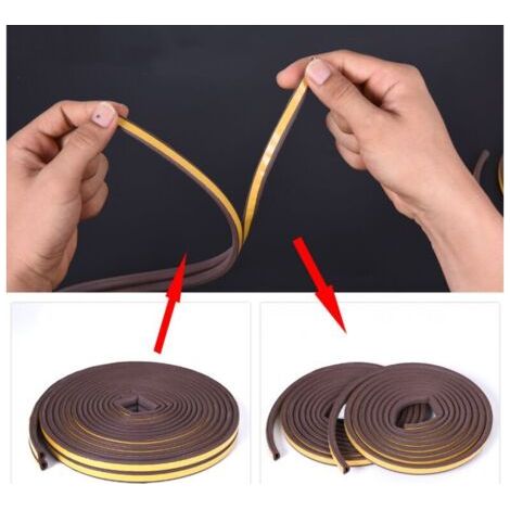 Bande d'étanchéité pour porte et fenêtre 6M, joint de fenêtre, coupe-vent, bande d'étanchéité anti-collision pour porte et fenêtre de type E blanc 6M (9 4mm écart d'étanchéité 2-4mm (1/3)