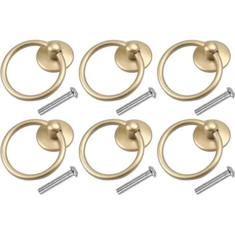 Poignée de meuble - Cchambre - Ronde Antique - Lot de 6 - Alliage de zinc et fer - Couleur or (1/4)